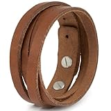 Simaru Lederarmband Herren aus Premium Leder Made in Germany, Männer Armband größenverstellbar in schwarz, braun oder Hellbraun (Hellbraun)