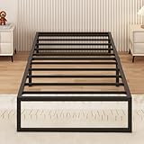 Yicensen Metallbett 90x200 cm, Metallbettgestell Einzelbett mit Stahllattenstütze, Einfache Montage, Geräuschlos, Kein Boxspringbett Erforderlich, 30cm Hoch, Schwarz