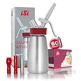 ISI Sahnespender 250 ml, Gourmet Whip Plus, 0.25 Liter, aus hochwertigem Edelstahl, Betrieb Sahnekapseln, für Sahne, warme und kalte Saucen, Suppen, Espumas und Desserts, mit 60 Sahnekapseln