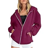 YCBMINGCAN Blitzangebote-Des-Tages Sweatjacke Damen Oversize Zip Up Hoodie Y2k Sweatjacke Mit Kapuze Pullover Oberteile Kapuzenpullover Winter Elegant Herbst Sweatshirts Sweatshirtjacke Kapuzenjacke