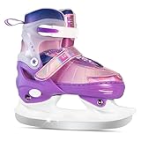 LEVYTEMP Verstellbare Schlittschuhe für Kinder Mädchen Jungen – Farbverlauf Lila Regenbogen Jugend Eislaufschuhe – Größen M Alter 5–12 – Schlittschuhe für Outdoor und Eisbahn