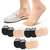 6 Paar Zehenaufsätze, unsichtbare rutschfeste Unterseite für Pantoletten, Fußballenpolster, Socken, für Damen, nahtloser Griff, rutschfeste Unterseite, 6 Paar, Hautfarbe + Schwarz, 4 Plus