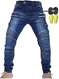 CBBI-WCCI Hombre Motocicleta Pantalones Moto Jeans Con Protección Motorcycle Biker Pants (L= 32W / 32L, Blau)