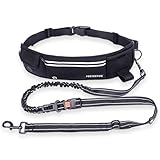 PORTENTUM Joggingleine Hunde - Freihändig, Laufen, Wandern, Anti-Stress, Gurtband, Reflektierend (Schwarz)