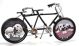 Fahrrad Tandem aus Metall 32 cm schwarz mit 2 Bilderrahmen Oldtimer Nostalgie Blech Modell Rad Velo