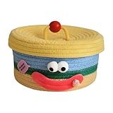 Begchy Aufbewahrungskorb für den Schreibtisch, mit Deckel, Aufbewahrungsbox, für Snacks, gewebt, Couchtisch, Wohnzimmer, Aufbewahrungskorb aus Wolle B