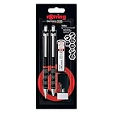 rOtring Tikky Set aus Feinminenstift, Kugelschreiber, Radierer und Ersatzminen | Bleistift mit HB-Mine, 0,5 mm | Schreibgerät mit mittelgroßer Spitze | Schwarz | Leicht mit gummierter Griffzone