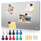 42 x 30 cm Metall Magnettafel Magnetboard, Magnetische Metalltafel Wandtafeln mit 12 Starken Magnetstiften, Magnetwand zum Anzeigen von Magnetbuchstaben, Geeignet für küche, Schrank