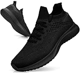 Giniros Sportschuhe Herren Turnschuhe Laufschuhe Sneaker Leichtgewich Atmungsaktiv Schlüpfen Walkingschuhe Casual Schuhe Tennis Fitness Jogging Schwarz 46EU