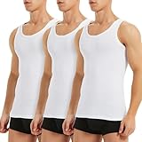TUUHAW Tank Top Herren Viele Farben Unterhemd Herren Weiss 100% gekämmte Baumwolle Feinripp Unterhemden Männer Ärmellose Shirts Herren Sport Achselshirt 3er Pack Weiß L