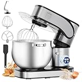 HOMELUX Küchenmaschine 2500W, Knetmaschine mit 12 Liter Edelstahl Schüssel, 12 Geschwindigkeitsstufen, LED-Touchscreen, Rührbesen, Knethaken, Schneebesen, Spatel und Spritzschutz, silberfarben
