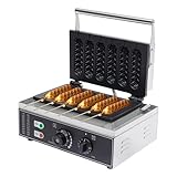 Hot Dog Maschine, Kontaktgrill,Elektrogrill Optigrill,1500W 50-300℃ Temperaturregelung, Waffeleisen, Waffelgerät,Waffle Maker, Stiel Waffelmaschine,Antihaftbeschichtete Grillplatten