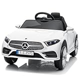 LEADZM Kinder Elektroauto Mercedes Benz CLS 350 mit 12V Kinderauto Elektrisch 2,4G-Fernbedienung, Elektrofahrzeuge 2-türig mit MP3, Musik, Hupe, LED-Leuchten (CLS Weiß)