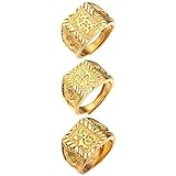 JewelryWe Schmuck 3pcs Herren-Ring Vergoldet Reich/Glück/Reichtum Band Siegelring Bandring einstellbare Größe