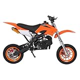DAOHHFO 49CC 2Takt Dirtbike kinder Dirt Bike - 8Inch Pitbike PocketBike Motocross Motorbike - Geeignet für Kinder von 6-16 Jahren - Kinder Mini Crossbike mit Scheibenbremsen Vorne und Hinten (Orange)