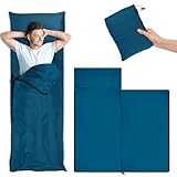 Hüttenschlafsack,Sommerschlafsack,Schlafsack Ultraleicht kleines Packmaß [220 x 90 cm], Outdoro Blau Sommer Reiseschlafsack,Hüttenschlafsäcke & Inletts