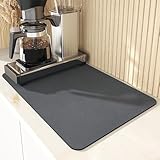 Hovoto Abtropfmatte Geschirr, Abtropfmatte Spüle, Abtropfmatte Geschirr Silikon, Kaffeemaschine Abtropfmatte, Saugstarke Trockenmatte für Küche, Theke, Bar, grau, 30 * 50cm