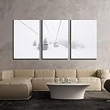 PYBILDCYJ Kreatives 3-teiliges Leinwand Bild Skilift im Winter Vlies Leinwanddruck als dekoratives Wandbild, gerahmt als Geschenk, 60x90cmx3 Ungerahmt