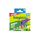 Bayeco - Einweghandschuhe aus Nitril, Violett, Größe M, 20 Stück, staubfrei und latexfrei, texturiert, für zusätzlichen Halt