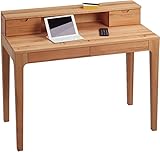 M2 Kollektion 612117 Schreibtisch / Sekretär / Konsolentisch Oskar, Echtholz Kernbuche massiv geölt, mit Schubladen und Aufsatz, 110x55cm, Gesamthöhe 96cm, Höhe Tischplatte 76cm