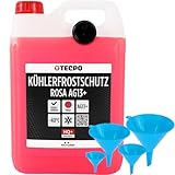 TECPO Kühlerfrostschutz Antifreeze AG13+, 5 Liter mit Trichter Kühlmittel rosa rot -40 C° Auto Kühlflüssigkeit Gebrauchsfertig LOBRID-Technologie bis zu 5 Jahre Lebensdauer