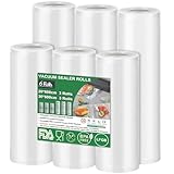 Vakuumierbeutel 6 Rollen Set - 3 Rollen 30x600cm & 3 Rollen 20x600cm Vakuumierfolie 190µm - Vakuumrollen BPA-frei für Alle Vakuumierer, Kochfest und Sous Vide Gefrierbeutel