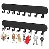 AIVORO 2 Stück Schlüsselbrett mit 8 Haken, Schlüsselbrett Ohne Bohren, Schlüsselaufbewahrung an Der Wand, Key Holder, Hakenleiste Selbstklebend, Schlüsselhalter für Wandhaken Dekor (Schwarz)