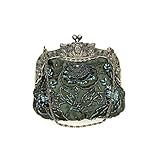 FOVAOK Vintage Abendtasche Clutch Damen Tasche Handgemachte Kleid Tasche Perlen Stickerei Tasche, Grün 2, Einheitsgröße
