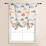 Lsimeru Raffrollo Gardine Kinder Leinenoptik Tunnelzug Regenbogen Wolken Raffgardinen Bändchenrollo Bindegardine Schlaufenrollo Rollos Fenster Vorhänge 120x80