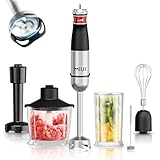 MIUI Stabmixer 6-in-1 Pürierstab Set Stufenlose Geschwindigkeitsregelung Edelstahl Hand Blender 1200W für Babynahrung, Suppe, Smoothies