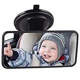 VidFair Rückspiegel Universal Baby Auto Innenspiegel Rückspiegel Fahrtest Fahrlehrer Spiegel Ersatz Auto Rückspiegel mit Saugnapf für Auto SUV LKW 123 x 63 mm (Schwarz)
