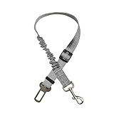 Hunde-Sicherheitsgurt für Auto, verstellbares, elastisches Spanngurt, robust, langlebig, 360 Grad drehbar, reflektierend, einfach zu bedienen (grau)