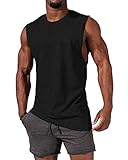 Tank Top Herren Ärmelloses Muskelshirts Gym Sport Unterhemd Männer T Shirt Herren Fitness Trägershirts Tee Top für Men Schwarz L