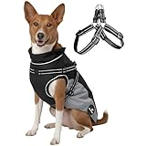 DOGOPAL Regenmantel Hund mit Integriertem Geschirr – Wasserdichter Hunderegenmantel, Winddichter Hundemantel, Reflektierende Regenjacke für Kleine & Große Hunde, Hohe Sichtbarkeit (Grau, #3)