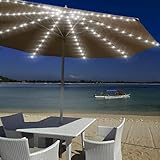 SUAVER 104LEDs Sonnenschirm Beleuchtung mit Fernbedienung,batteriebetrieben Sonnenschirm Lichterkette 8 Modi Deko Licht,Wasserdichte Umbrella Light Baldachin dekorative Strip Lichter (Weiß)