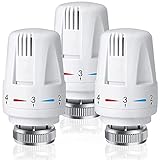 Thermostatkopf Heizung, CJBIN 3 Stück Heizkörper Thermostatkopf, M30x1.5 Thermostat Heizkörper, Thermostatisches Heizkörperventil, Temperaturregelventile Heizungsventil für Büro Zuhause
