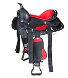 German Riding Westernsattel Colour Star mit Glitzer Strass Steinen - Holzpferd Sattel - Pony Sattel (12')