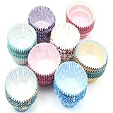 Mini-Backförmchen aus Papier, mehrfarbig, für Muffins, Cupcakes, Kuchen, 100 Stück, nachhaltige Verarbeitung