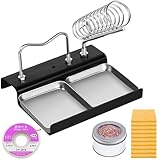 Xiatiaosann Lötkolbenhalter Standfuß, Lötkolbenfederhalterung mit Messingwolle, 35 * 50mm Reinigungsschwamm, Lötsauger