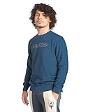 Enorsia Herren-Sweatshirt aus schwerem Piqué-Frottee mit Rundhalsausschnitt – mit weichem Baumwollstoff, Schnitt- und Nähärmel-Details, Schaber-Bruststickerei, lange Ärmel für Komfort, blau, S