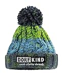 Dorfkind Bommelmütze Wintermütze Spruchmütze Strickmütze lustige Beanie mit Stick, Farbe: Electric Grey