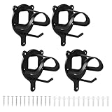 SUPAWAY 4er Set Trensenhalter Schwarz aus Metall, Zaumzeughakens, Trensenhalter mit Zusatzhaken, Pferdezaumhaken mit Expansionsröhrchen und Schrauben für Hilfszügel, Führstricke, Seile und Gurte