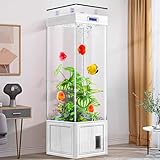 TT-YEC Rahmenloses Vertikales Luxusaquarium Aus Gehärtetem Glas, Vertikales Ökologisches Aquarium Mit Filtersystem Und Beleuchtung,L62×w42×h142cm b