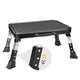 BONTEC 3-stufig höhenverstellbarer klappbarer Tritthocker mit rutschfester Plattform und Gummifüßen, tragbare Leiter für Erwachsene, Senioren und Kinder, max. 150 kg, faltbar, ideal für Küche und Büro