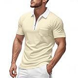 DBMZV Herren Poloshirt Kurzarm Wandershirt Sommer Kurzarmshirt Einfarbige Einfache Polohemden Poloshirts Klassisch lässigem Freizeitshirts, cooleshirts sommertops Gym Tank top(Beige,XXL)