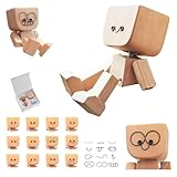 Yooyan Schüttelnde Holzmann-Figur, Charmante Holzfigur mit einem Lächeln, Wackelnde Holzfiguren, Lebendig Wackelkopf-Autodekoration, Handgefertigte Auto Dekoration, Geschenke für Männer