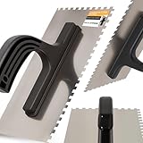 Instalguru Zahnkelle Glättekelle 6x6 mm Zahnglättekelle Traufel mit Zahnung Kelle Rostfreie Edelstahl Zahnspachtel Kelle Gezahnt Maurerkelle von Fliesen