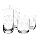 Villeroy & Boch Toy's Delight Trinkgläser-Set 4-teilig, Je 2x Longdrinkgläser (300 ml) und Wassergläser (250 ml) mit weihnachtlichem Pantographie-Muster, Kristallglas, Klar