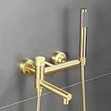 Wannenarmatur Duscharmatur Wandmontage, 90° schwenkbar Einhebel mit Duschkopf und Schlauchset - Perfekt für Badewannenarmaturen, einfache Installation und modernes Design