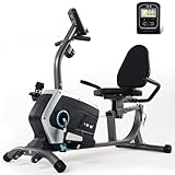 ISE Ergometer Liege- Heimtrainer mit Magnetbremse, Pulssensoren und LCD-Display, 8 Widerstandsstufen, Sitzergometer mit Rückenlehne für Zuhause